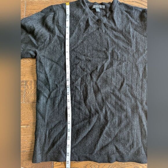 Apt. 9 100% cashmere v-neck black sweater ribbing stripe Men's size Large - Picture 7 of 8